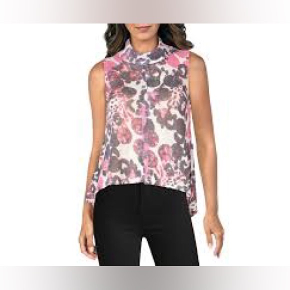 Trisha Tyler Womens Petites Slit Asymmetric Knit Top Pink size XLP - Picture 2 of 3